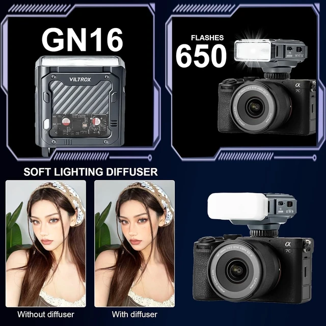 Alt view image 3 of 7 - Z3-S 26Ws TTL Mini Flash Speedlite, GN16 1800mAh, 1s Rapid Recycle with Diffuser
