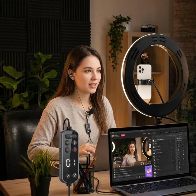 Alt view image 7 of 7 - Wired Karaoke Sound Card Headset with Mic for TikTok Live Streaming