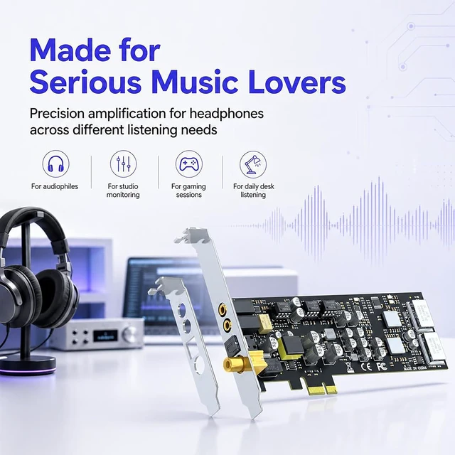 Alt view image 7 of 7 - ST115 PCIe Hi-Fi Sound Card with ES9038Q2M DAC, Optical/Coax & 3.5mm