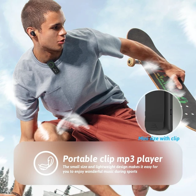 Alt view image 3 of 6 - 64GB Clip-On Sport MP3 Player with Bluetooth, Recorder & MicroSD Support for Running & Hiking