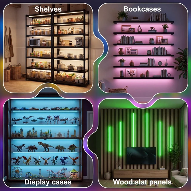 Alt view image 6 of 7 - RGB COB LED Shelf Lights for Bookshelf, Display Case & Wine Rack