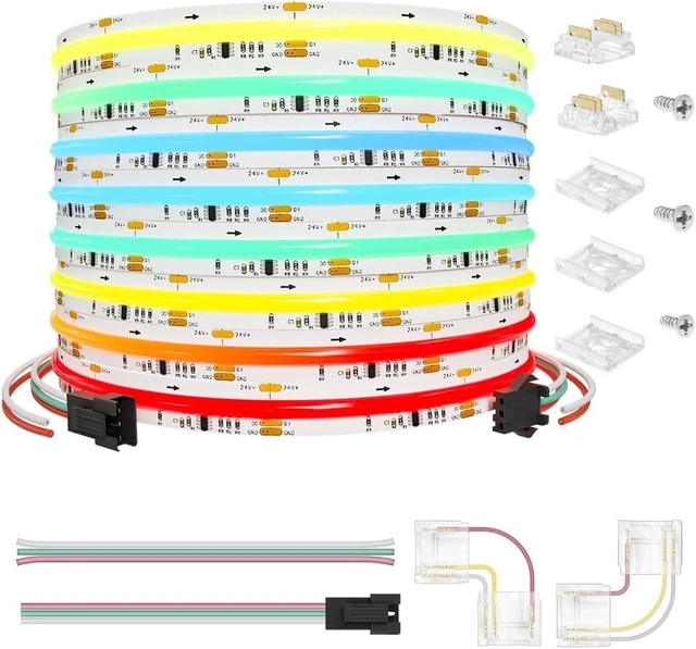Main image of 16.4ft DC24V WS2811 RGB COB LED Strip, 720 LEDs/m, 12mm High Density Chasing Color Light