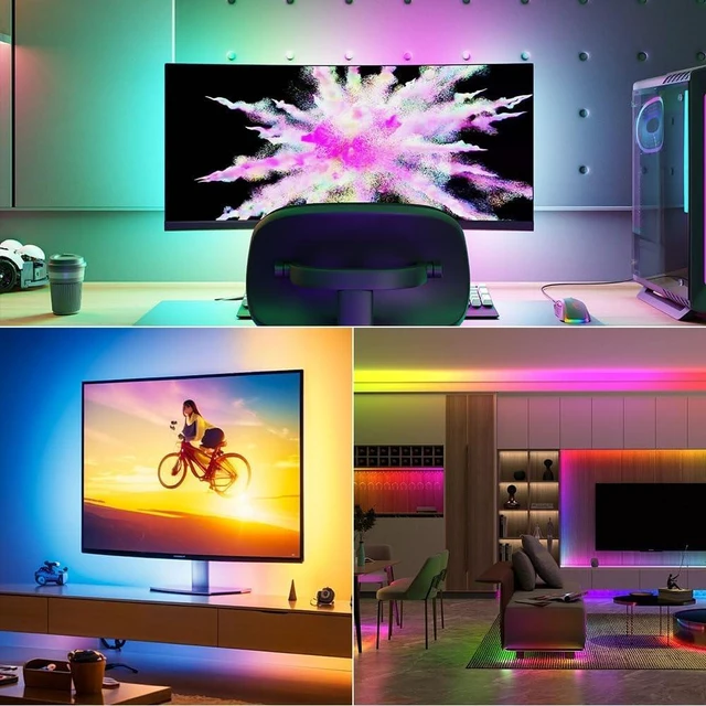 Alt view image 3 of 6 - 16.4ft DC24V WS2811 RGB COB LED Strip, 720 LEDs/m, 12mm High Density Chasing Color Light