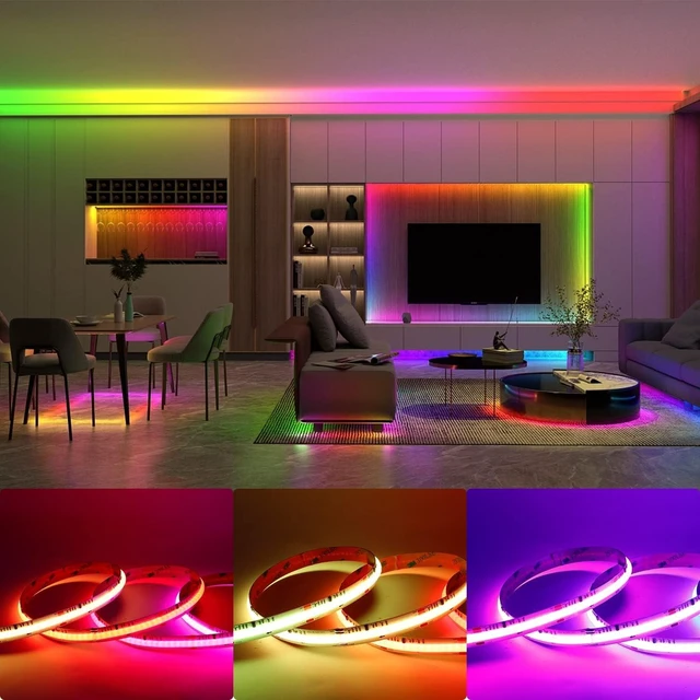 Alt view image 4 of 6 - 16.4ft DC24V WS2811 RGB COB LED Strip, 720 LEDs/m, 12mm High Density Chasing Color Light