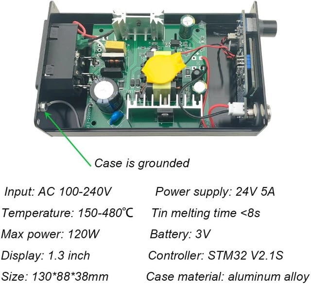 Alt view image 4 of 7 - T12 Soldering Iron Station with OLED STM32 Temperature Controller, Aluminum Alloy Case, 110V