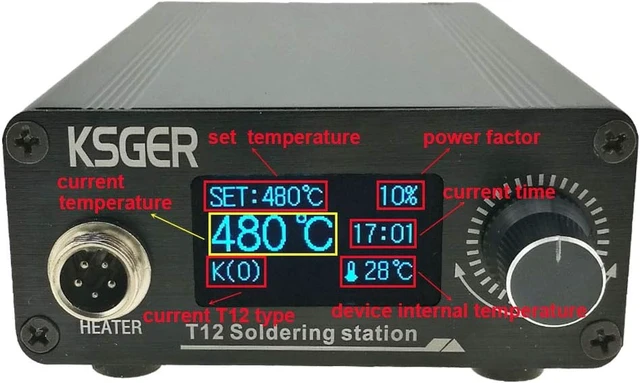 Alt view image 7 of 7 - T12 Soldering Iron Station with OLED STM32 Temperature Controller, Aluminum Alloy Case, 110V