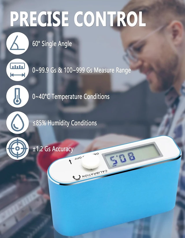 Alt view image 3 of 7 - 60° Gloss Meter Surface Tester for Metal, Ceramic & Building Material