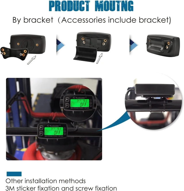 Alt view image 4 of 7 - Digital Tach Hour Meter & Engine Temperature Gauge, RL-HM035A-M5