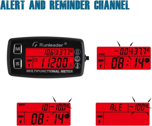 Alt view image 5 of 7 - Digital Tach Hour Meter & Engine Temperature Gauge, RL-HM035A-M5