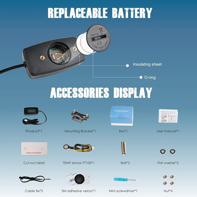 Alt view image 6 of 7 - Digital Tach Hour Meter & Engine Temperature Gauge, RL-HM035A-M5