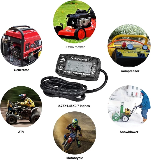 Alt view image 7 of 7 - Digital Tach Hour Meter & Engine Temperature Gauge, RL-HM035A-M5