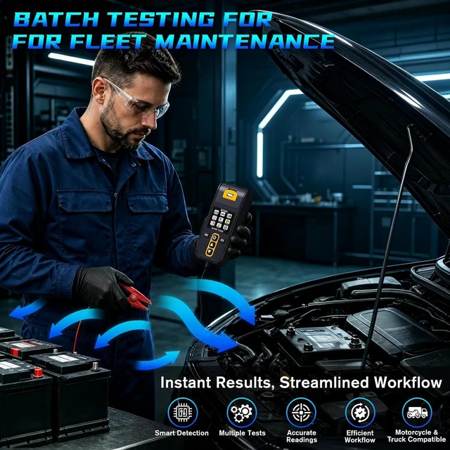 Alt view image 2 of 7 - Car Battery Tester with Printer for 6V/12V/24V Automotive Batteries
