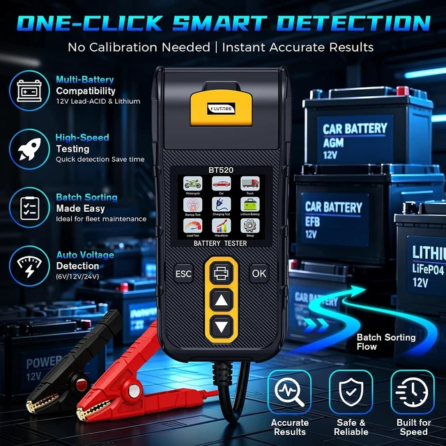 Alt view image 3 of 7 - Car Battery Tester with Printer for 6V/12V/24V Automotive Batteries