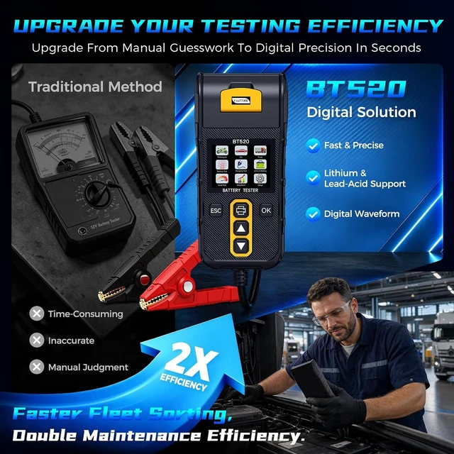 Alt view image 5 of 7 - Car Battery Tester with Printer for 6V/12V/24V Automotive Batteries