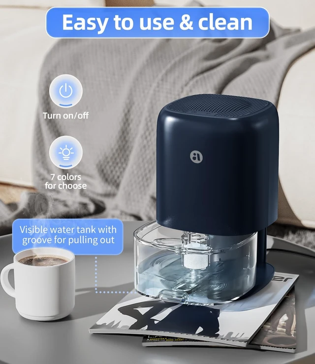 Alt view image 5 of 7 - 35 OZ Dehumidifier for Bedroom & RV, Quiet with Auto Shut-Off, Blue