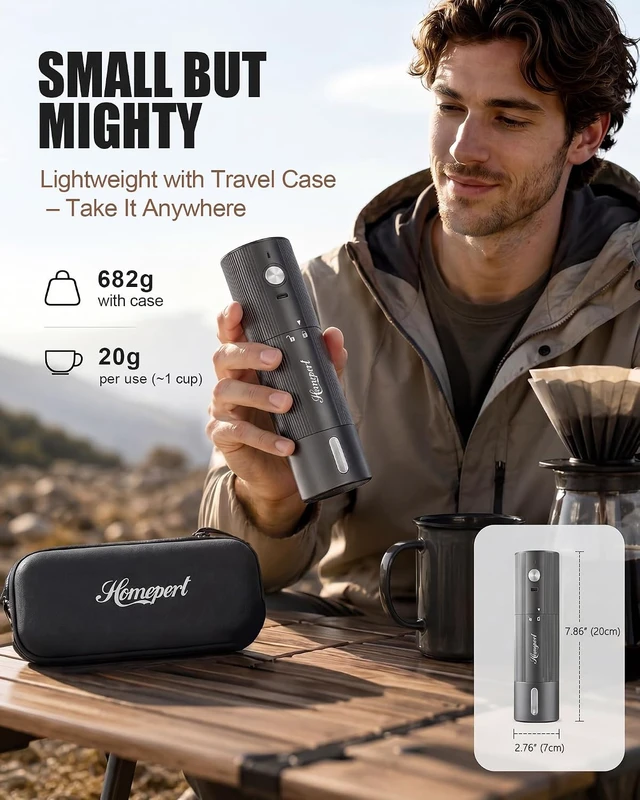 Alt view image 6 of 7 - Upgraded Electric Coffee Grinder with Stainless Steel Burrs, Gray