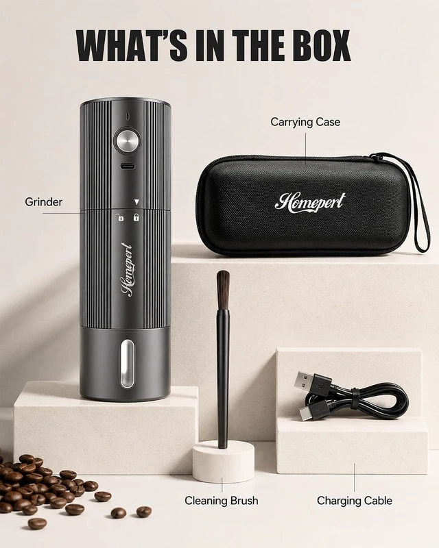 Alt view image 7 of 7 - Upgraded Electric Coffee Grinder with Stainless Steel Burrs, Gray