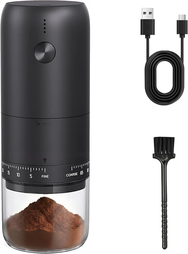 Main image of Portable Electric Burr Coffee Grinder with Conical Ceramic Burr, USB-C Rechargeable, 90-Level for Travel & Home