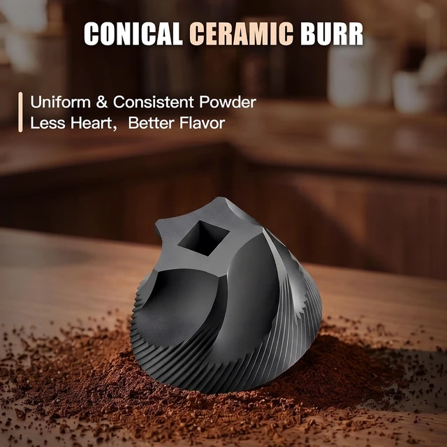 Alt view image 5 of 7 - Portable Electric Burr Coffee Grinder with Conical Ceramic Burr, USB-C Rechargeable, 90-Level for Travel & Home