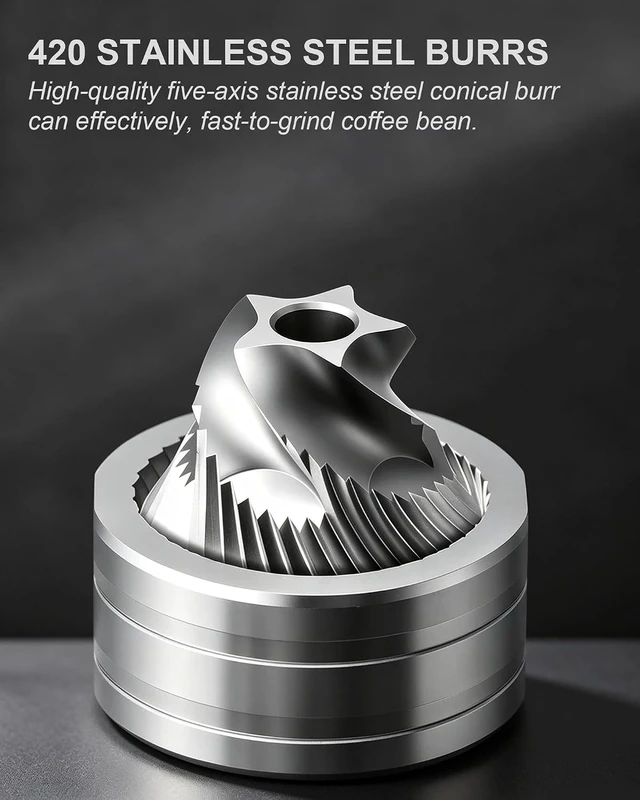 Alt view image 4 of 7 - Mini Manual Coffee Grinder with 30+ Adjustable Settings, Black Metal