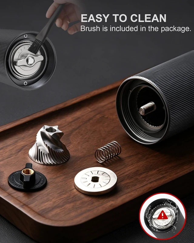 Alt view image 7 of 7 - Mini Manual Coffee Grinder with 30+ Adjustable Settings, Black Metal