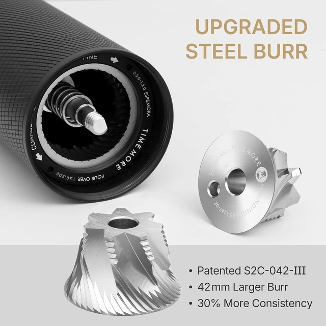Alt view image 2 of 7 - Timemore C5 ESP PRO Manual Coffee Grinder, 42mm Steel Burr, 50 Settings for Espresso, French Press & Pour-Over