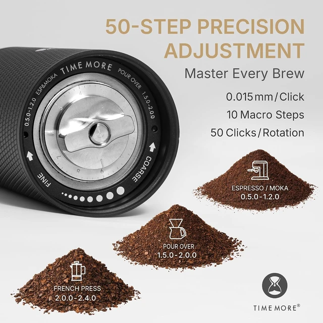 Alt view image 3 of 7 - Timemore C5 ESP PRO Manual Coffee Grinder, 42mm Steel Burr, 50 Settings for Espresso, French Press & Pour-Over