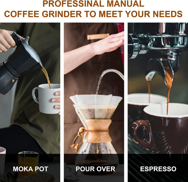 Alt view image 3 of 7 - M6 Manual Coffee Grinder for Espresso, Pour Over, French Press & Moka