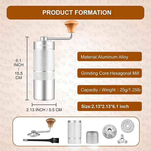 Alt view image 6 of 7 - M6 Manual Coffee Grinder for Espresso, Pour Over, French Press & Moka