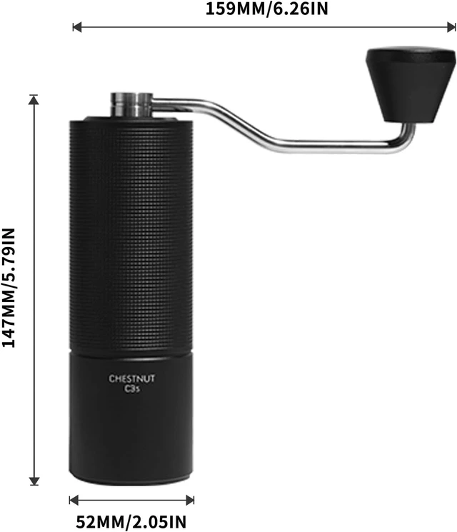 Alt view image 7 of 7 - Chestnut C3S Manual Coffee Grinder with S2C Conical Burr, Adjustable for Travel, Camping & Home, Black
