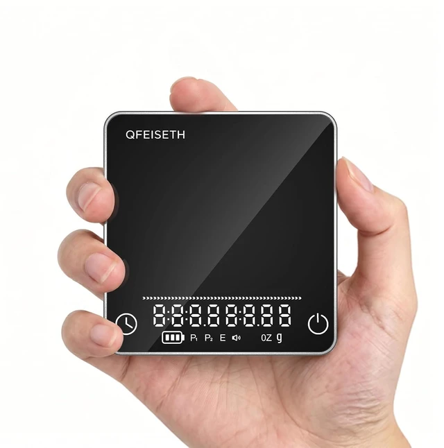 Main image of Mini Coffee Scale with Timer, 0.1g/2kg Rechargeable, 4 Brewing Modes & Real-Time Ratio, Silver