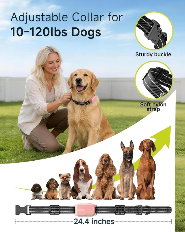 Alt view image 6 of 7 - Dog Shock Collar with Remote, 4500FT Range, Blush Pink