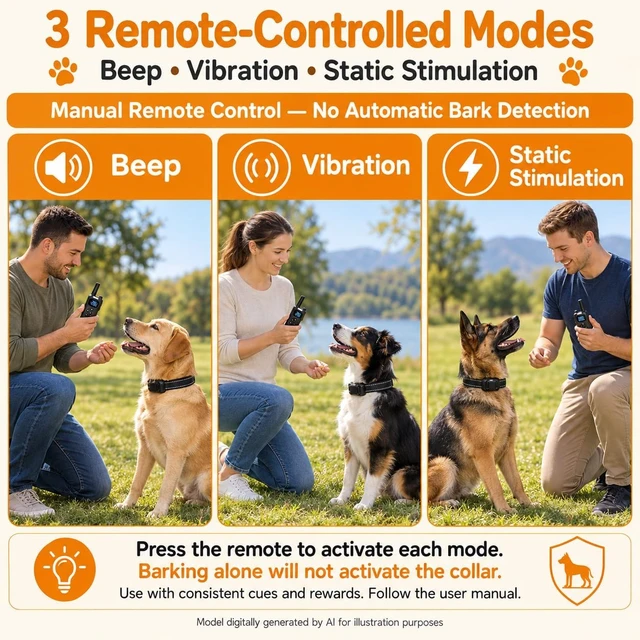Alt view image 2 of 7 - Dog Shock Collar with Remote, 3800FT for 8-120 lb Dogs