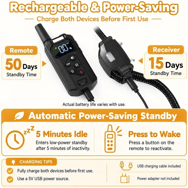 Alt view image 5 of 7 - Dog Shock Collar with Remote, 3800FT for 8-120 lb Dogs