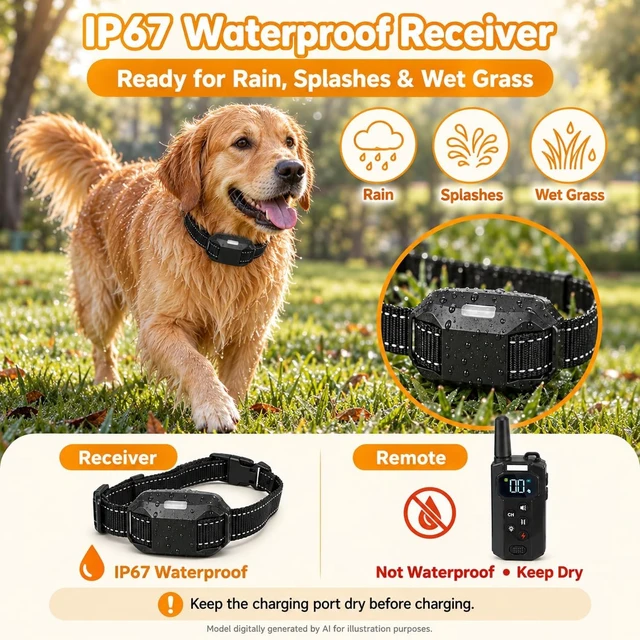 Alt view image 6 of 7 - Dog Shock Collar with Remote, 3800FT for 8-120 lb Dogs