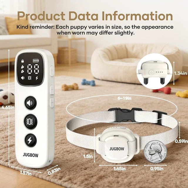 Alt view image 2 of 7 - Shock Collar for Mini Small Dogs, 5-30 lb, 4200FT Range, White