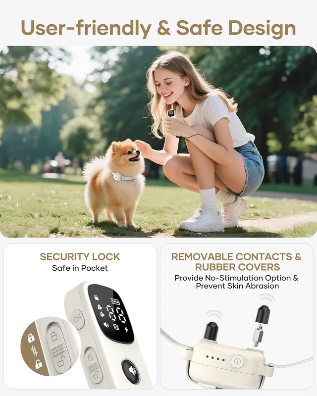 Alt view image 6 of 7 - Shock Collar for Mini Small Dogs, 5-30 lb, 4200FT Range, White