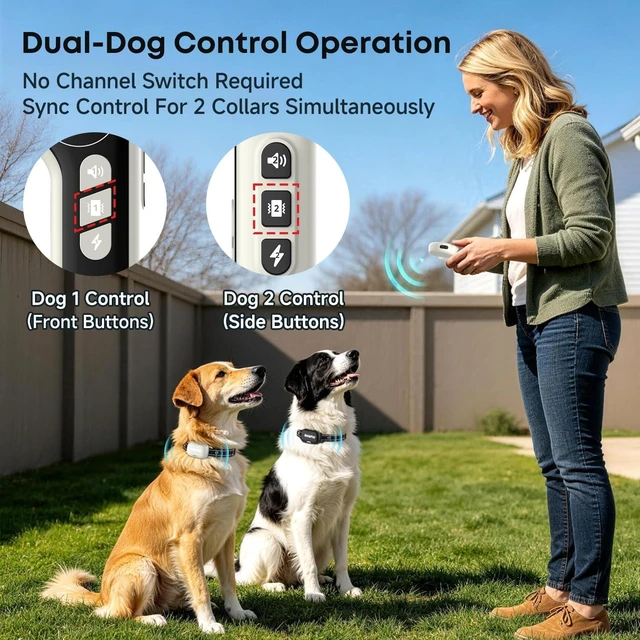Alt view image 2 of 7 - 2-Pack Dog Shock Collar with Remote, 4500FT Range