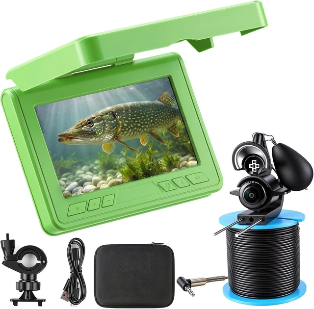 Main image of Underwater Fishing Camera, 220° Ultra-Wide HD, 4.3" LCD, IR Night Vision, 100FT Cable & 5000mAh Battery