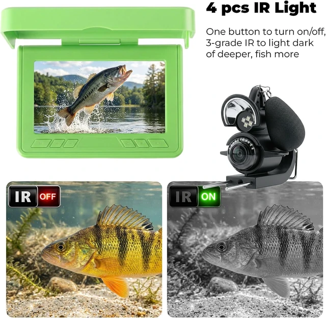 Alt view image 3 of 7 - Underwater Fishing Camera, 220° Ultra-Wide HD, 4.3" LCD, IR Night Vision, 100FT Cable & 5000mAh Battery