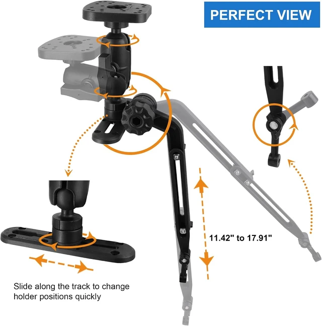 Alt view image 3 of 7 - Fish Finder Track Mount with Transducer Mounting Arm for Kayak & Boat
