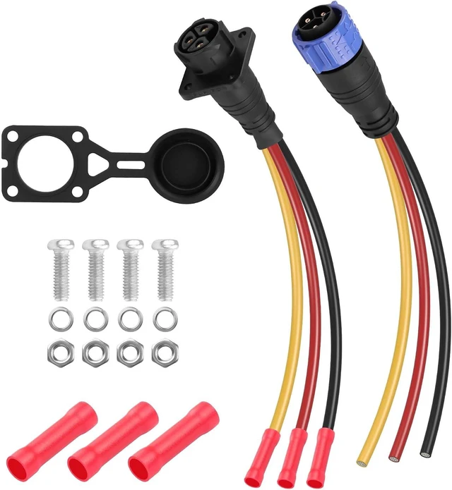 Main image of 3-Pin 8AWG 50Amp Trolling Motor Plug Receptacle Set, Waterproof Quick Connect, 12V-48V