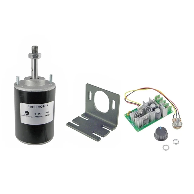 Main image of CH-3420 30W 24V DC Gear Motor, 7000RPM CW/CCW with 20A PWM Speed Controller & Bracket