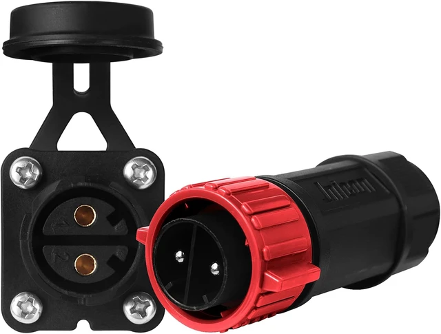 Alt view image 2 of 7 - Trolling Motor Plug Receptacle Set, 12V-48V, Waterproof Marine DC Power Connector