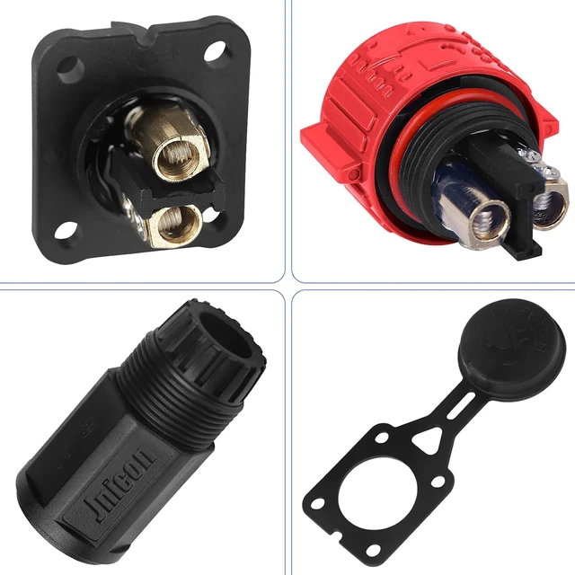 Alt view image 5 of 7 - Trolling Motor Plug Receptacle Set, 12V-48V, Waterproof Marine DC Power Connector