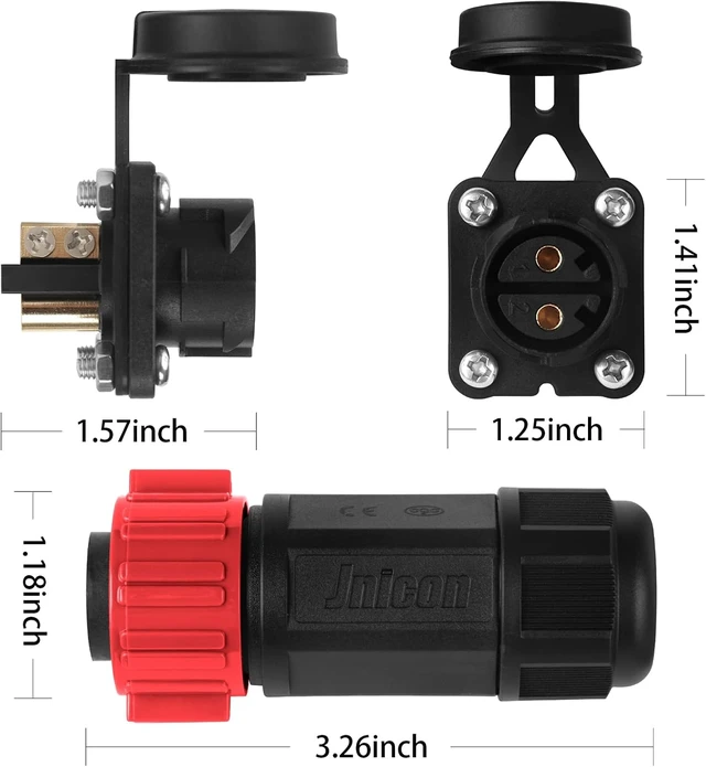 Alt view image 7 of 7 - Trolling Motor Plug Receptacle Set, 12V-48V, Waterproof Marine DC Power Connector