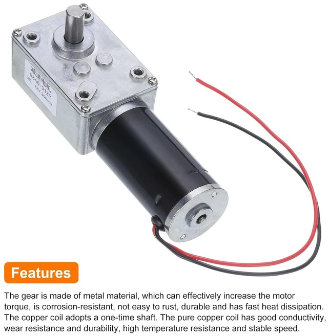 Alt view image 2 of 6 - High Torque Turbine Worm Gear Motor, DC 12V, 8mm, 30RPM