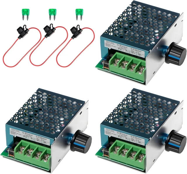 Main image of 3-Pack 7-70V 30A PWM DC Motor Speed Controller, 12V-48V Adjustable