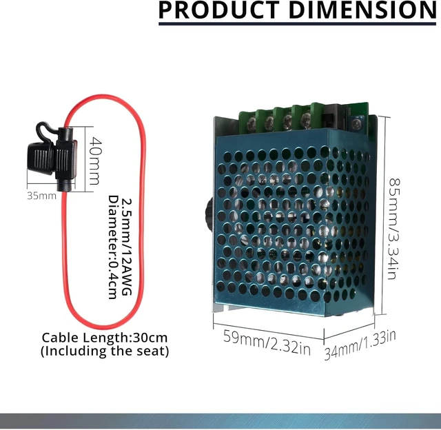 Alt view image 2 of 7 - 3-Pack 7-70V 30A PWM DC Motor Speed Controller, 12V-48V Adjustable