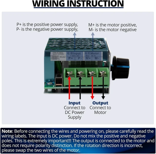 Alt view image 4 of 7 - 3-Pack 7-70V 30A PWM DC Motor Speed Controller, 12V-48V Adjustable
